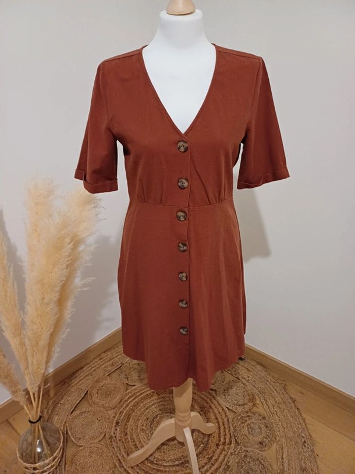 Robe boutonnée couleur rouille Gina Tricot taille S 36