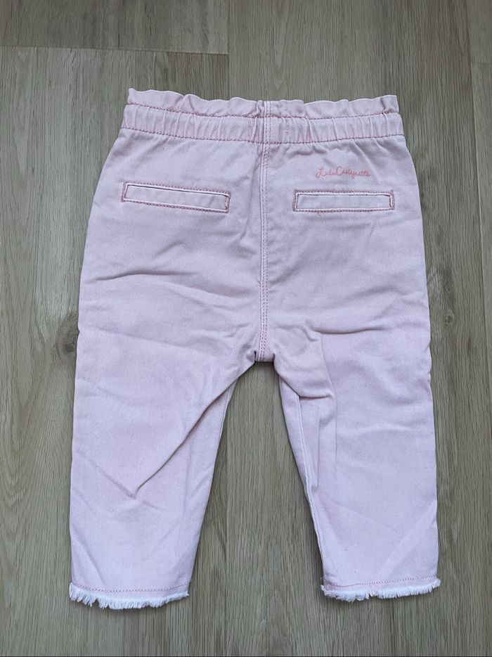Pantalon jean Lulu Castagnette rose 12 mois - photo numéro 2