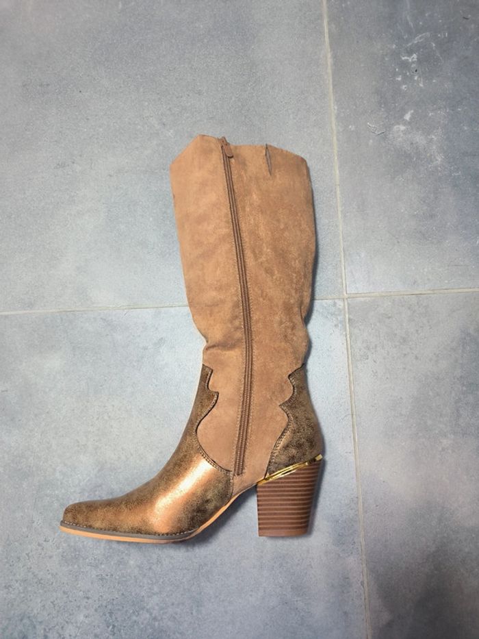 Bottes hautes santiag marron Camel 37 - photo numéro 2