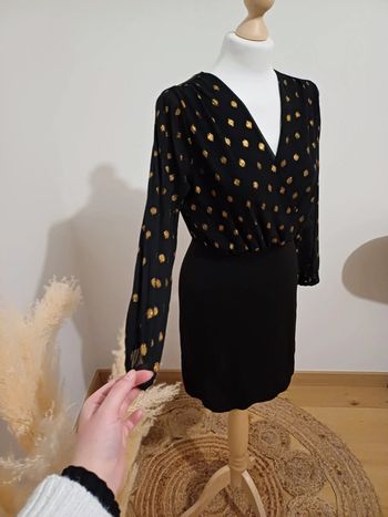 Robe noire chic cache-coeur New Collection taille S 36