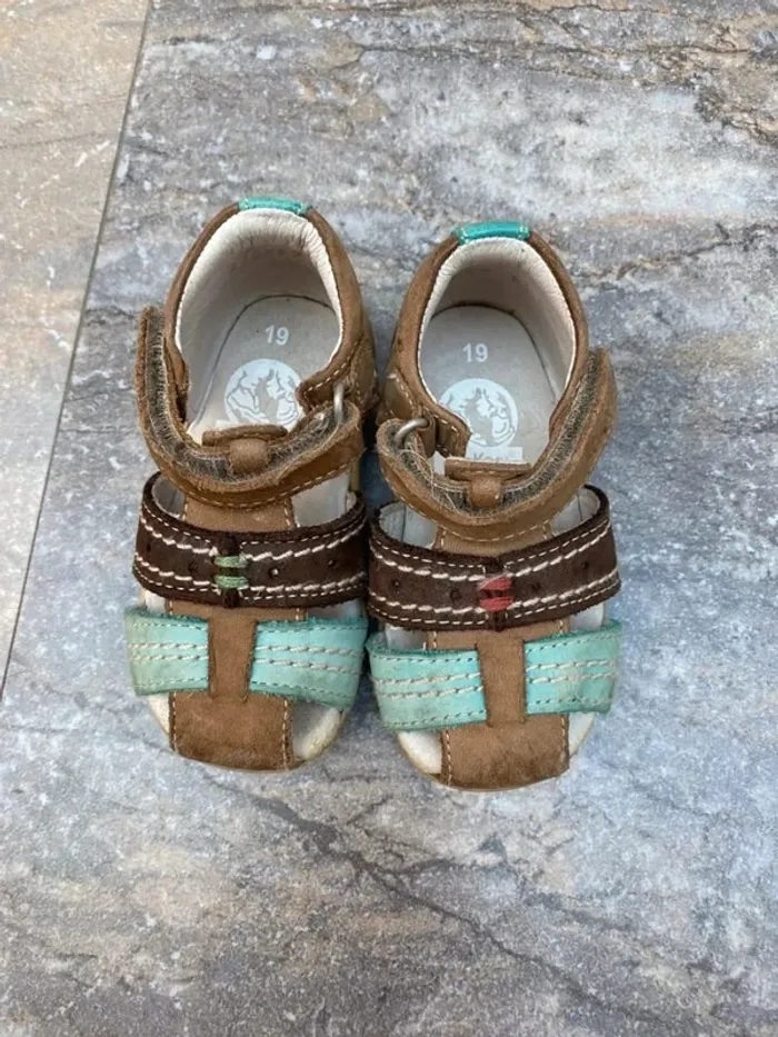 Sandales marron et vert Kickers 19 - photo numéro 4