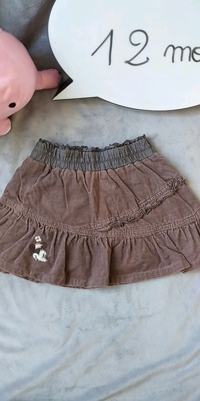 Jupe velours marron Fille 12 mois Minnie Disney C&A 100% coton - photo numéro 2