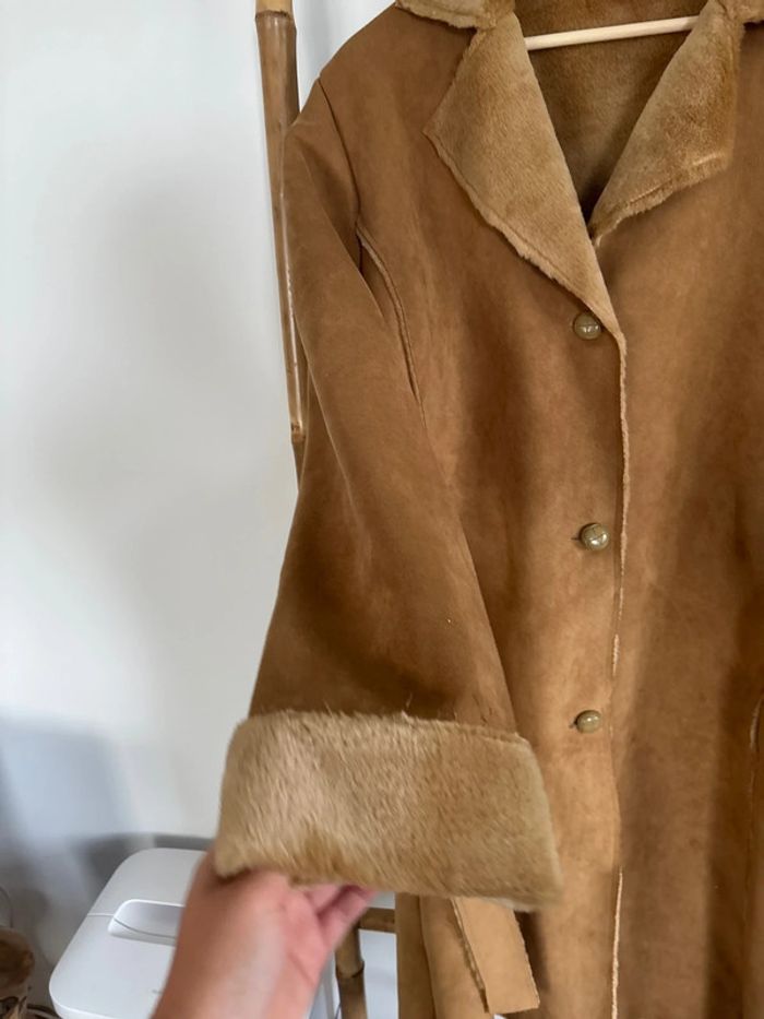 Manteau long fausse fourrure et daim Taille XL - photo numéro 6