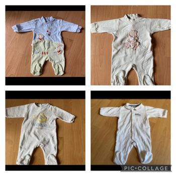 Gros lot de pyjamas/grenouillères hiver en velours T. 1 mois/54 cm garçon TBE