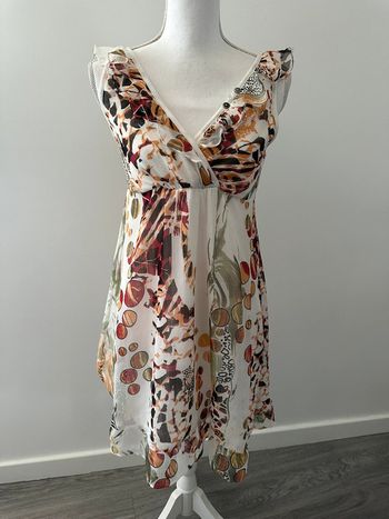 Robe bariolée blanche et orange DDP T36 S