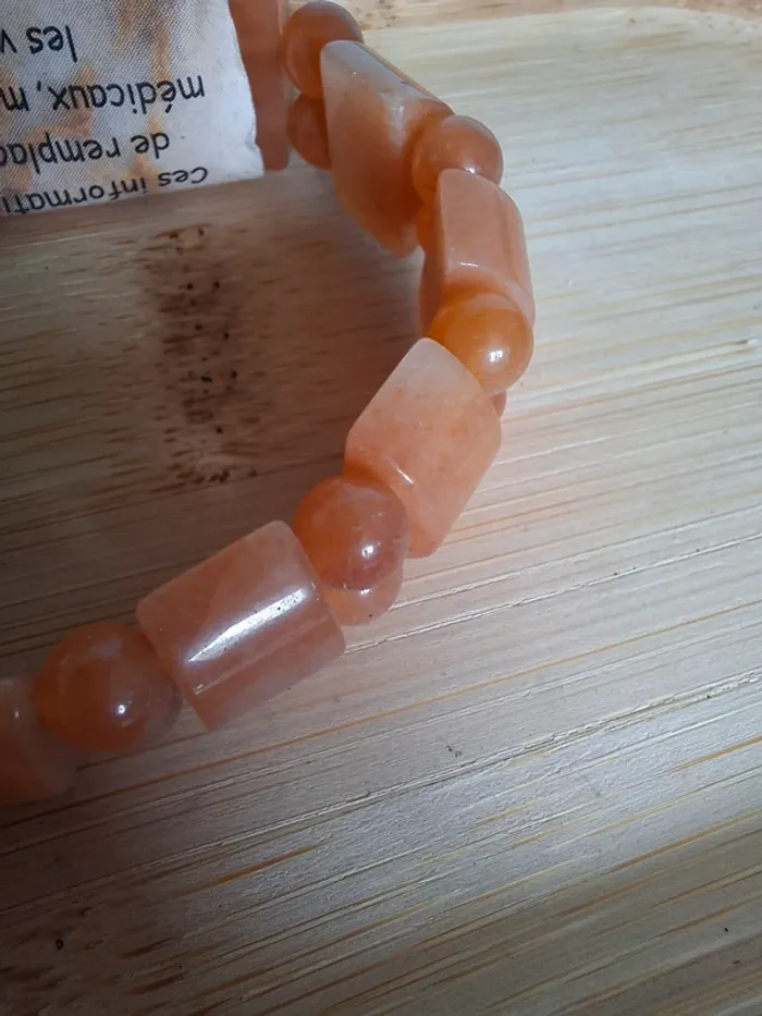 Bracelet Unique en Aventurine Orange – Perles & Demi-Cercles - photo numéro 3