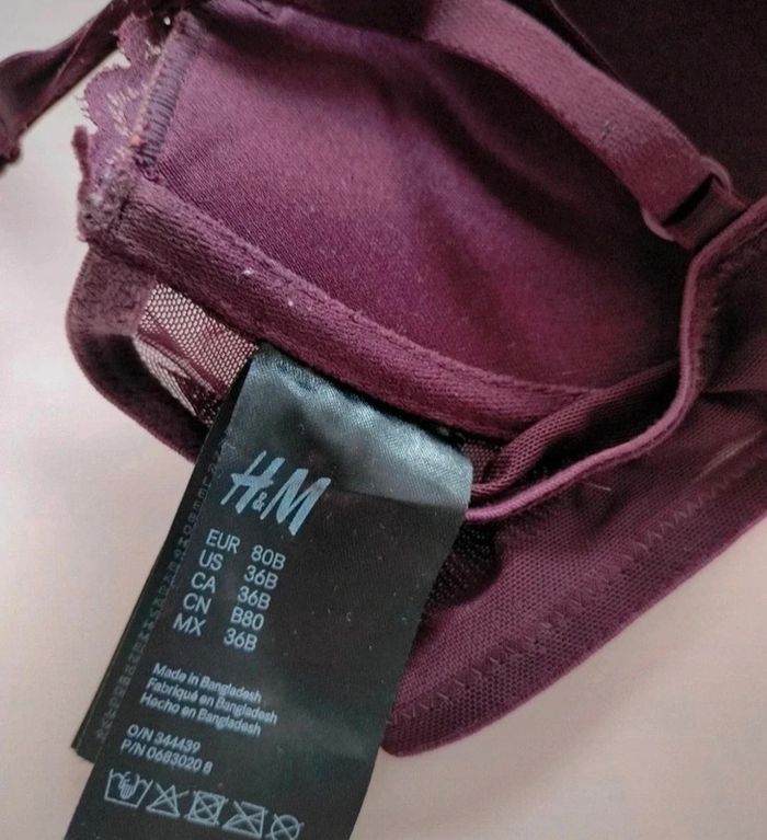 Soutien-gorge H&M lie de vin 95B - photo numéro 2