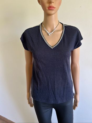 Blouse bleue marine à manches courtes Morgan taille M TBE