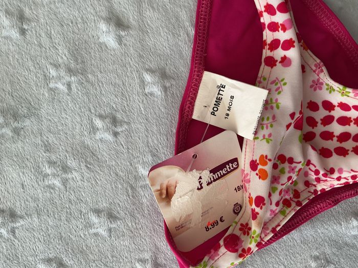 maillot de bain 2 pièces rose et blanc 18 mois pommette - photo numéro 9