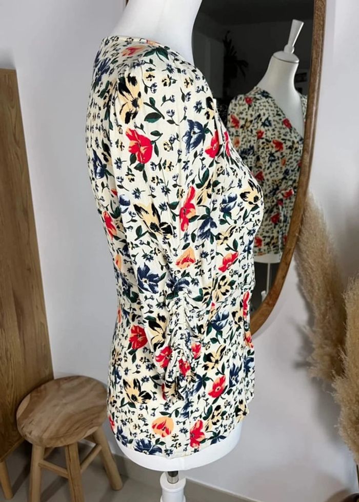 Blouse crème fleurie manches 3/4 Ba&sh - photo numéro 3