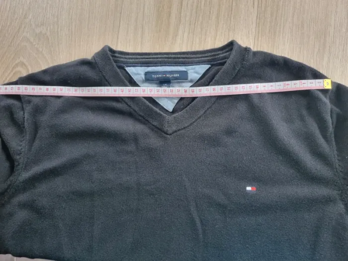 Pull a col V noir Tommy hilfiger Homme Taille M - photo numéro 6