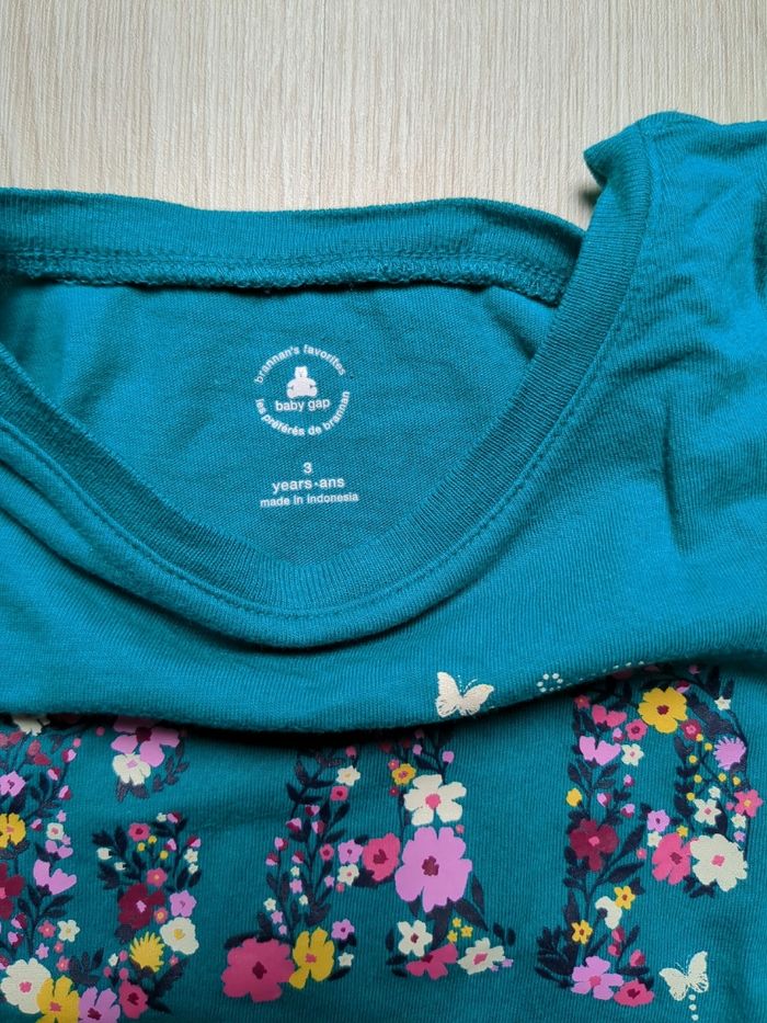 T-shirt manches longues vert baby gap 3 ans - photo numéro 3