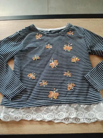 Tee shirt rayé papillon