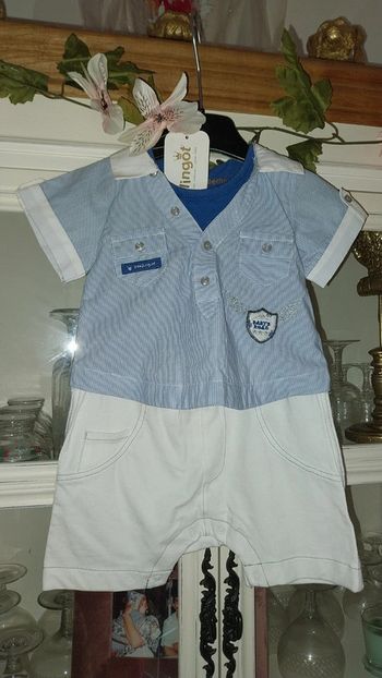 Combinaison/ salopette/ ensemble esprit marin Berlingot neuf avec étiquette 12 mois