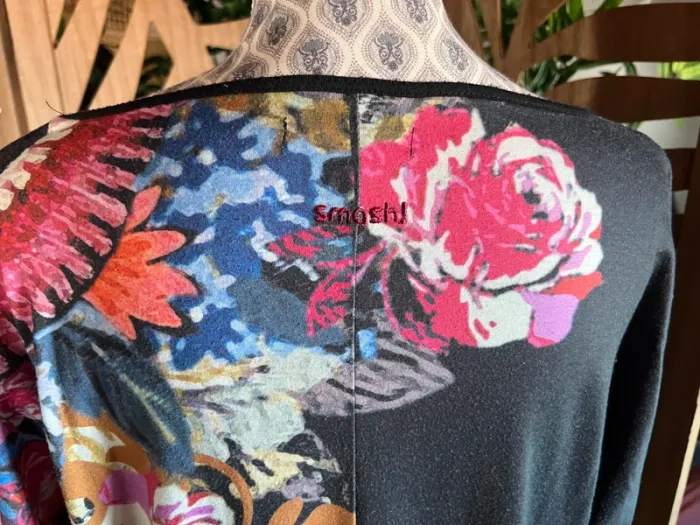 Blouse tunique SMASH fluide noir gris motif à fleurs coloré taille XL extensible - photo numéro 5