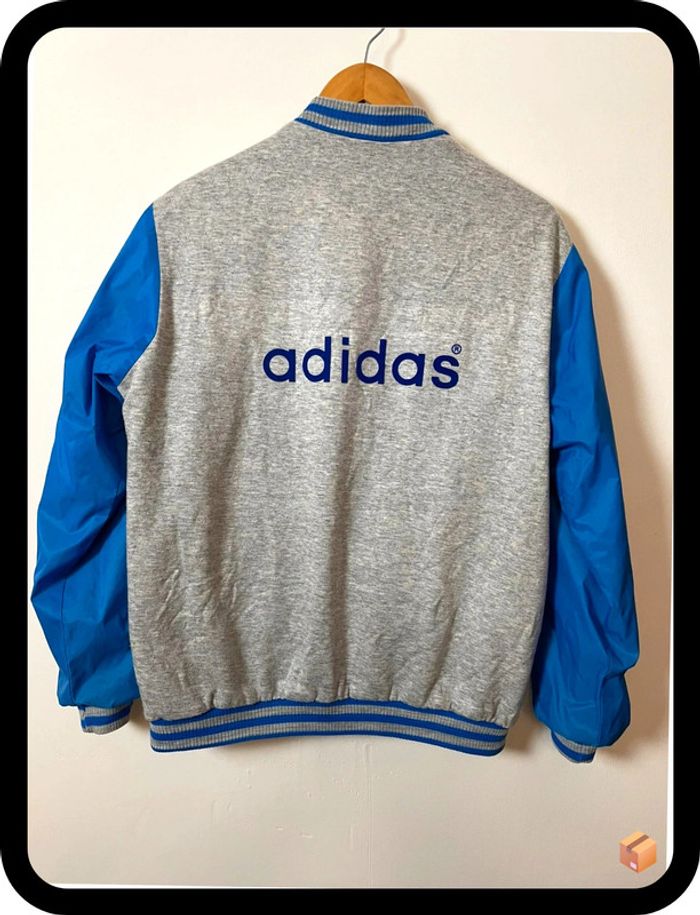 Blouson léger réversible Adidas Originals – Taille 174 – Gris & Bleu – Vintage fabriqué en France - photo numéro 2