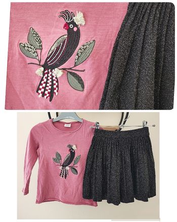 5 ans ensemble tape a l'oeil teeshirt et jupe