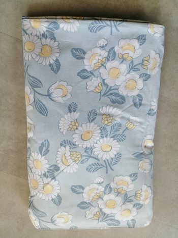 drap plat imprimé bleu et blanc 226 x 190 cm pour lit 2 pers