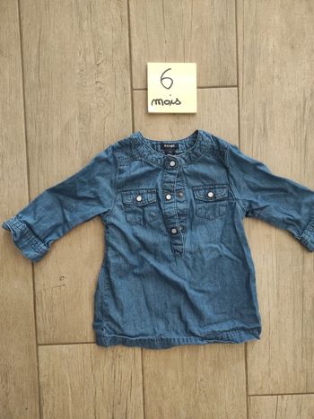 Chemise effet jeans bébé fille 6 mois