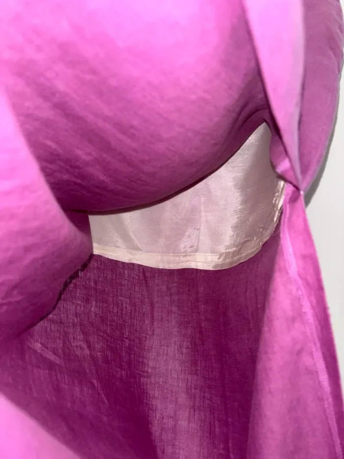 Jupe droite très longue en lin brodé main taille 38 - photo numéro 6