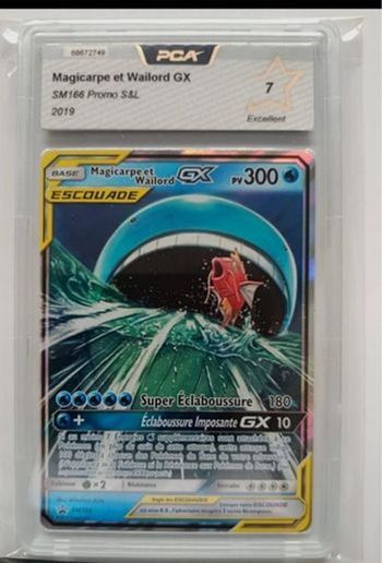 Carte Pokémon français grade PCA 7 magicarpe et wailord GX escouade SM 166 Promo soleil et lune