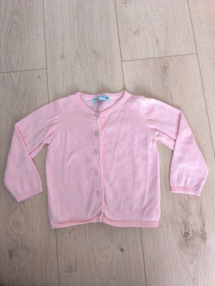Gilet fille rose avec boutons pailletés FPC - Taille 18 mois - 81 cm