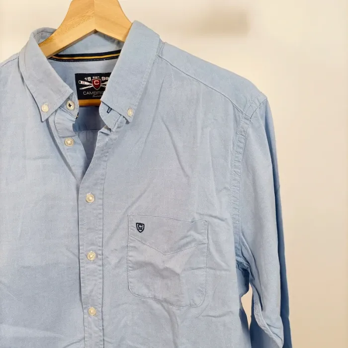 Chemise bleu clair Cambridge manches longues – 100 % coton – taille L A013 - photo numéro 2