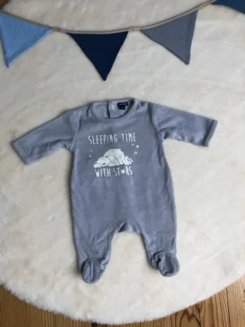 Pyjama gris 1 pièce - ours - Kiabi 1 mois