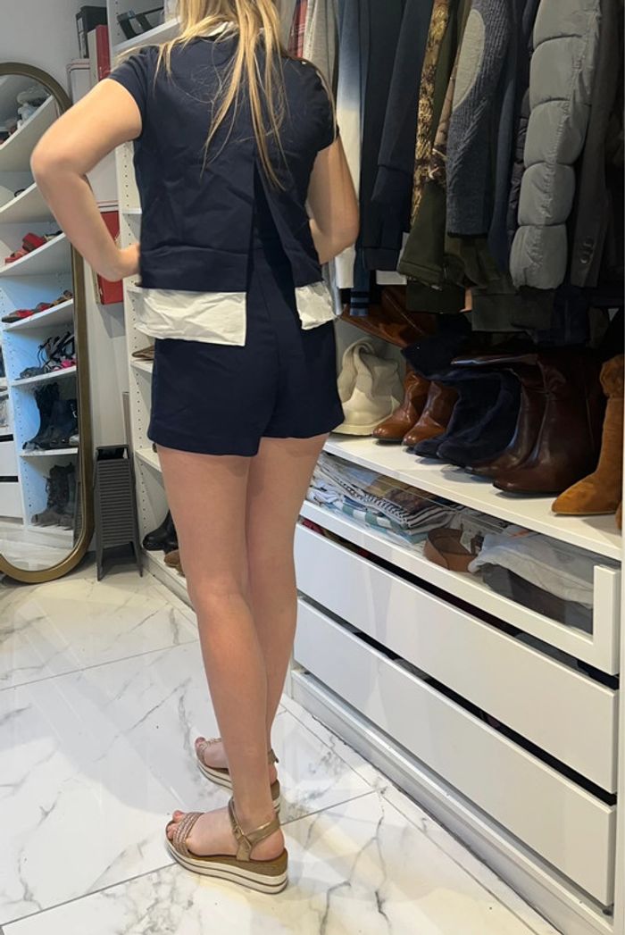 Combi Zara short été bleu marine taille M 38 chemise 2 en 1 - photo numéro 2