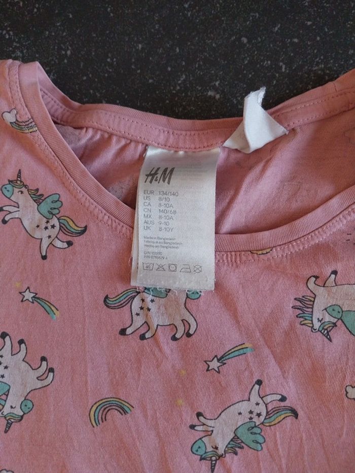 Chemise de nuit licorne h&m 8/10 ans - photo numéro 2