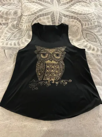 Débardeur noir motif hibou