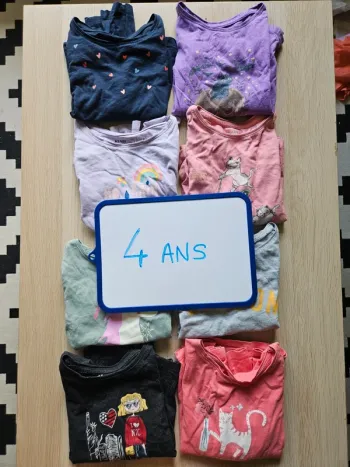 Lot de 8 tee-shirt manches longues 4 ans