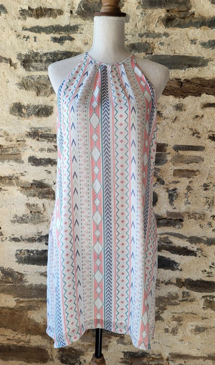 Robe sans manches à motifs rose écru bleu Lpb Taille M ou 38