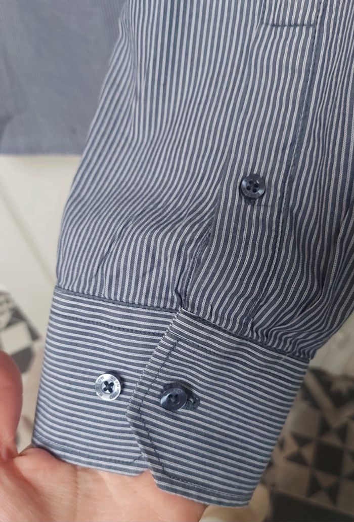 Chemise homme rayée bleu/gris Burton of London Taille 4 41-42 - photo numéro 7