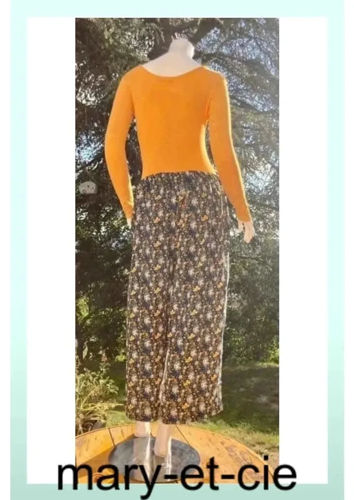 SOLDE - Pantalon fluide jambes larges , taille élastique , motif fleurit - photo numéro 3