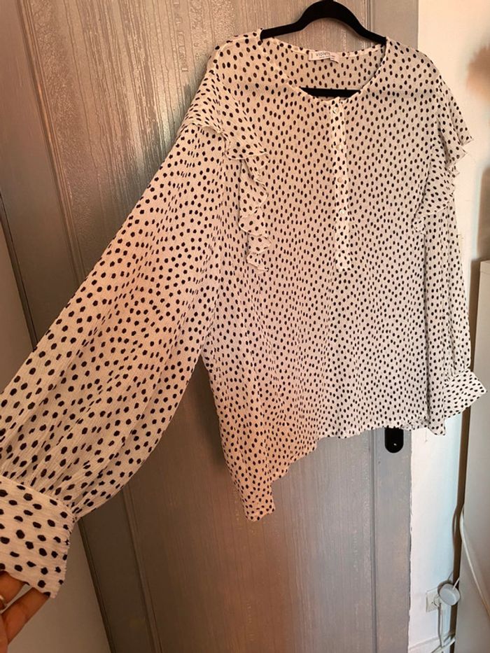 Blouse blanche à pois - photo numéro 3