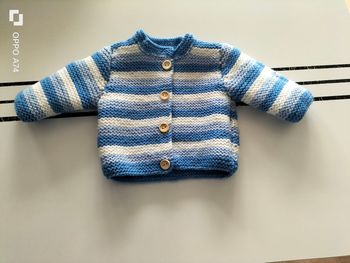 Garçon 3 mois 🩵 Gilet en laine Tricolore
