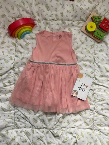 robe sans manches en tulle rose à paillettes avec doublure tex  18 mois