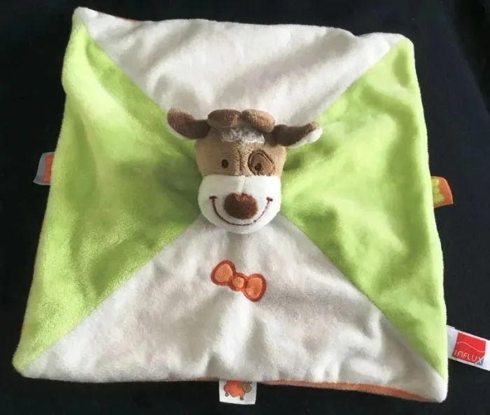 Doudou carré plat Vache / Noeud - Influx