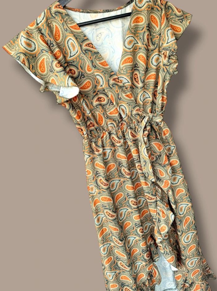 Robe imprimé kaki et orange - photo numéro 2
