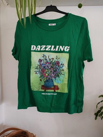 T-shirt dazzling vert fleurs gemo