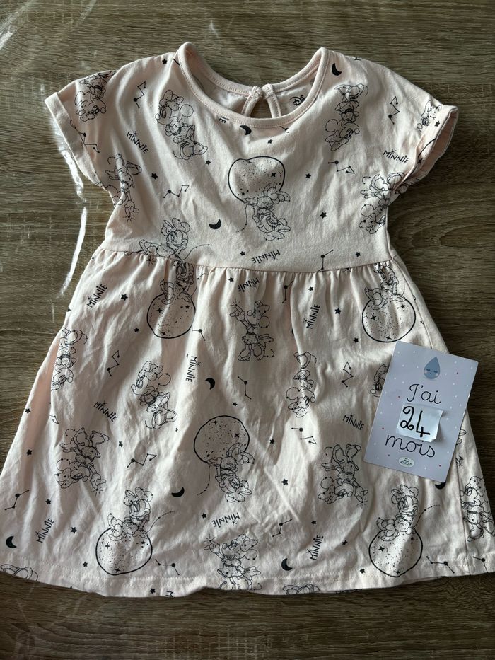 Robe rose/gris Minnie DISNEY t.24m