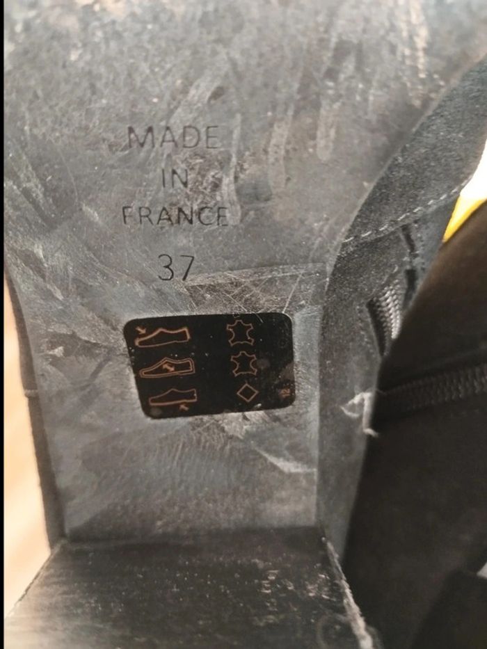 Bottines à talons en cuir nubuck noir Eram 37 - photo numéro 4