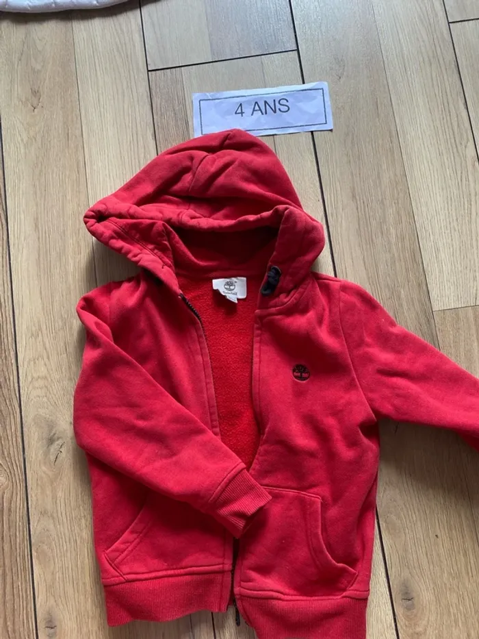 Sweat capuche gilet zippe timberland rouge