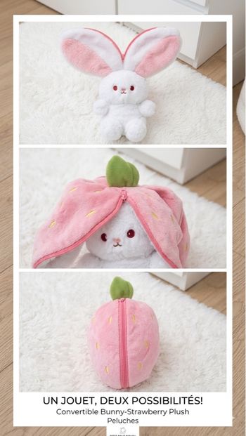 Peluche lapin fraise 