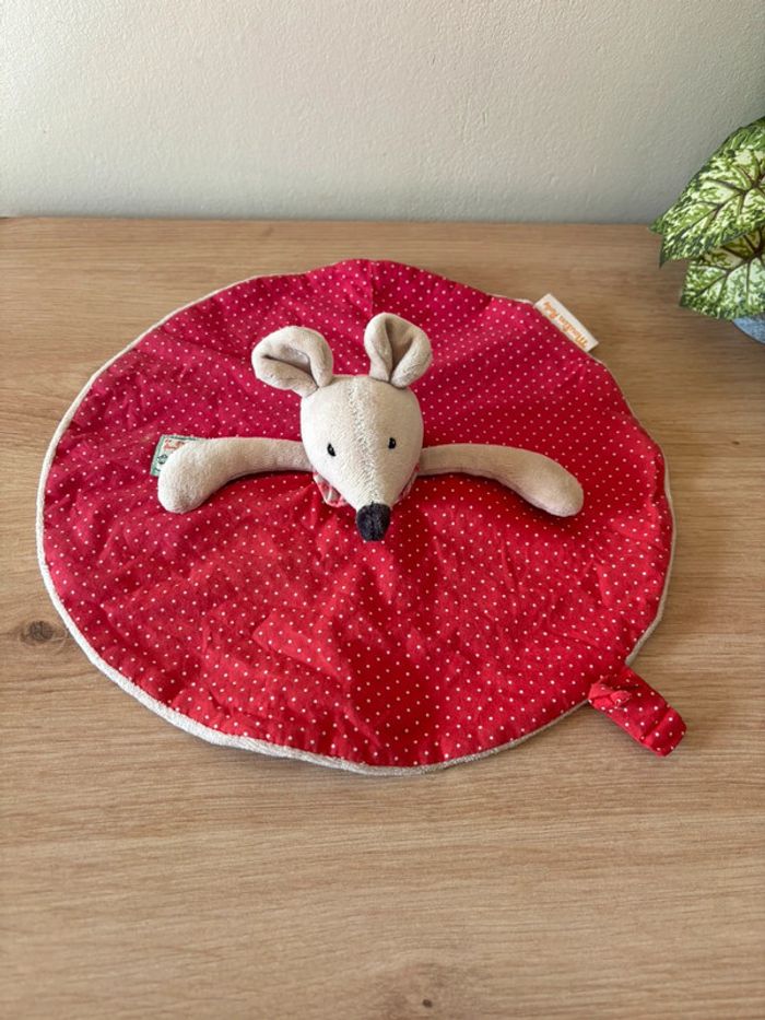 Doudou plat rond souris la grande famille moulin roty