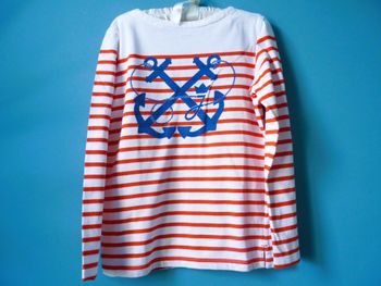 T-shirt Garçon Jacadi 10 ans blanc Marinère manches longues neuf