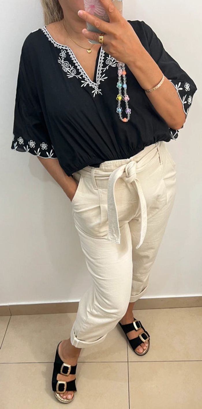 Blouse Noire Brodée Billabong - photo numéro 3