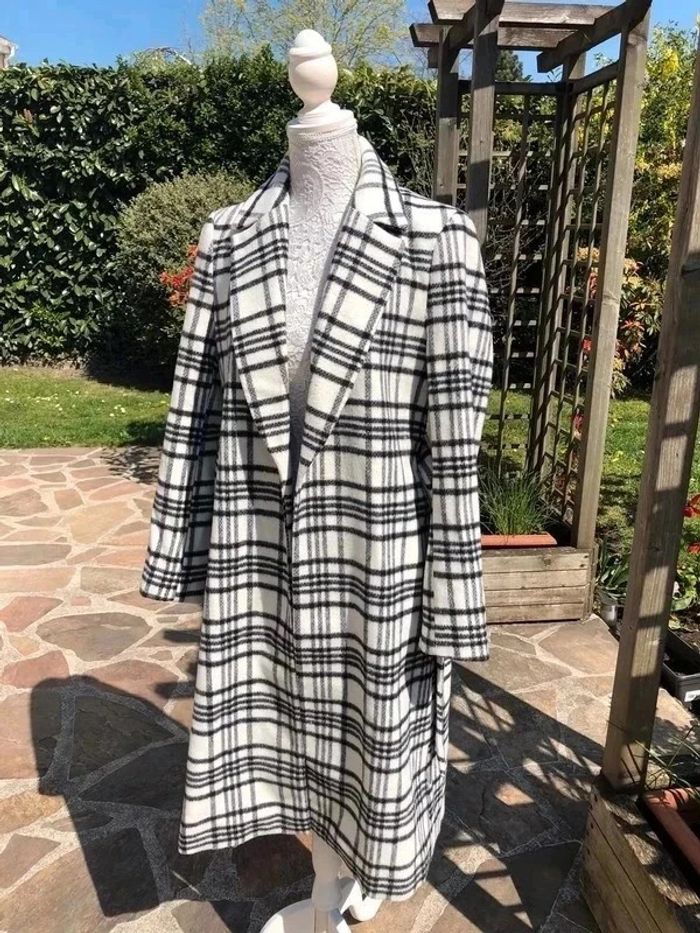 Manteau H&M neuf noir et blanc à rayures - photo numéro 3