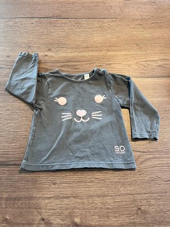 T-shirt manches longues tête de chat